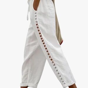 Women's Linen Capri Pants with Drawstring Size XL